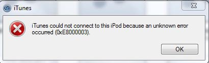 RÉSOLU : Erreur 0xe8000003 dans iTunes lors de la connexion de l'iPod/iPad/iPhone