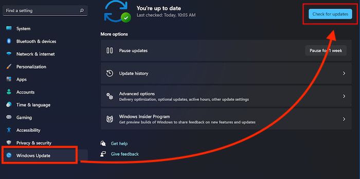 Comprobación de actualizaciones de Windows