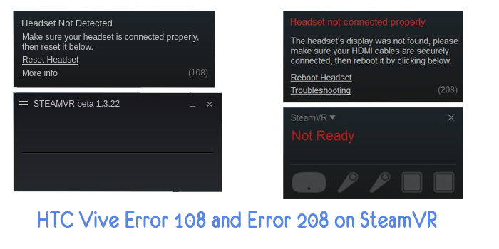 Correctif : HTC Vive erreur 108 et erreur 208 sur SteamVR