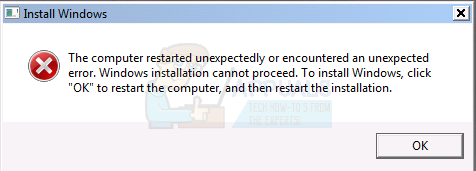 L'ordinateur a redémarré de manière inattendue ou a rencontré une erreur inattendue